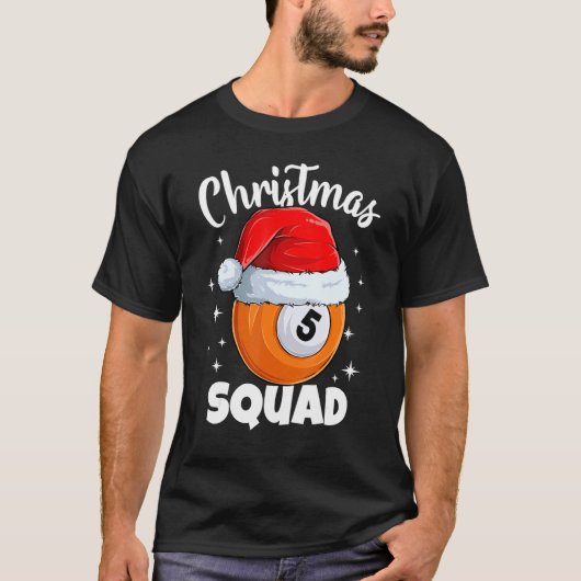 Billiards 5 Ball Christmas Squad Pool Balls Billia T-Shirt (Vorderseite)