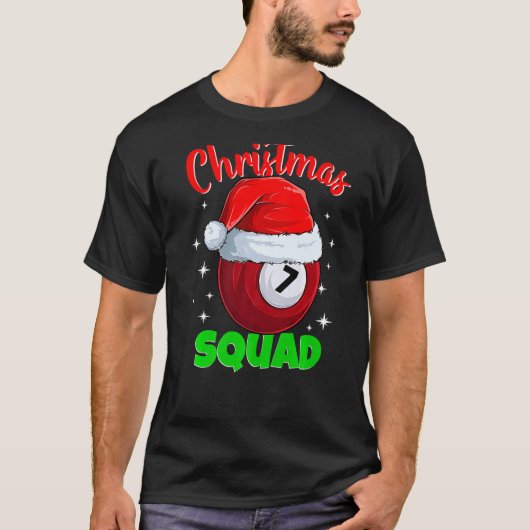 Billiards 7 Ball Christmas Squad Pool Balls Billia T-Shirt (Vorderseite)