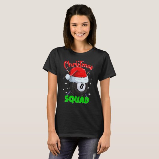 Billiards 8 Ball Christmas Squad Pool Balls Billia T-Shirt (Vorne ganz)