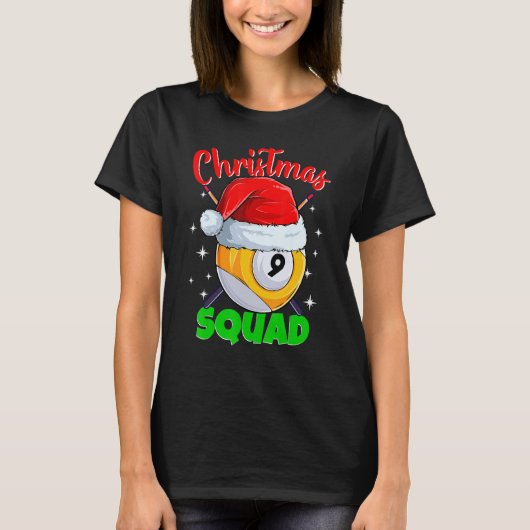Billiards 9 Ball Christmas Squad Pool Balls Billia T-Shirt (Vorderseite)