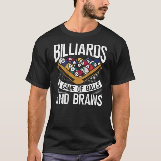 Billiards A Game Of Balls And Brains Backprint Poo T-Shirt (Vorderseite)