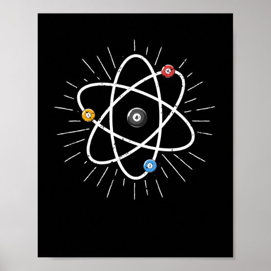 Billiards Atom Funny Science 8-Ball Pool Snooker Poster (Vorne)