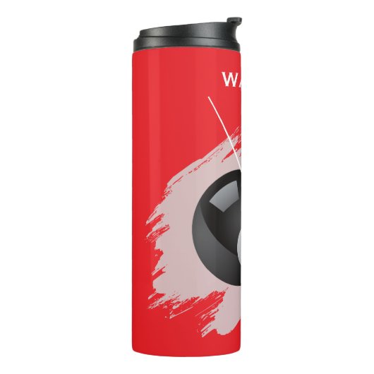 Billiards - Ball and Cue Stick - Personalize Thermosbecher (Nach links gedreht)