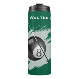 Billiards - Ball and Cue Stick - Personalize Thermosbecher