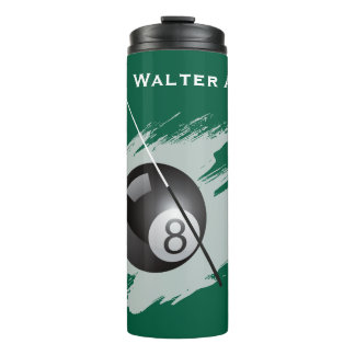 Billiards - Ball and Cue Stick - Personalize Thermosbecher