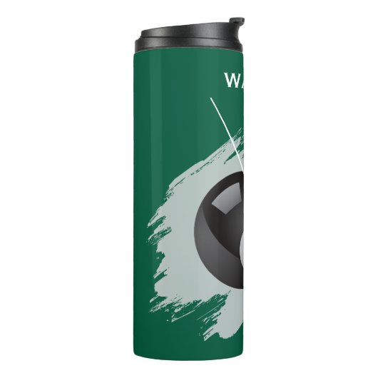 Billiards - Ball and Cue Stick - Personalize Thermosbecher (Nach links gedreht)