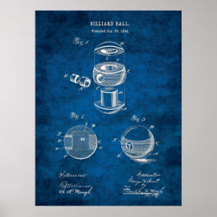 Billiards Ball Patent Art #2 Pool Room Decke Poster