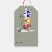 Billiards Ball Snowman Weihnachten Geschenkanhänger (Vorderseite)