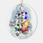 Billiards Ball Snowman Weihnachten Keramik Ornament (Links)