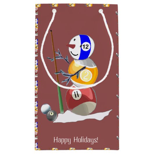 Billiards Ball Snowman Weihnachten Kleine Geschenktüte (Rückseite)