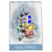Billiards Ball Snowman Weihnachten Mittlere Geschenktüte (Rückseite)