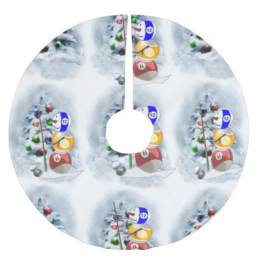 Billiards Ball Snowman Weihnachten Polyester Weihnachtsbaumdecke (Vorderseite)