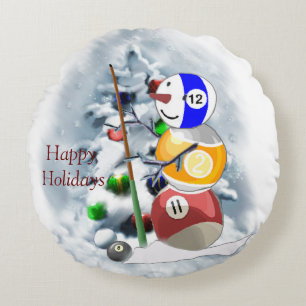 Billiards Ball Snowman Weihnachten Rundes Kissen