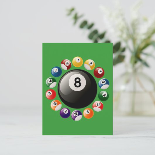 BILLIARDS BALLS POSTKARTE (Stehend Vorderseite)