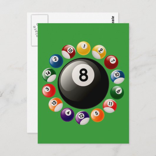BILLIARDS BALLS POSTKARTE (Vorne/Hinten)