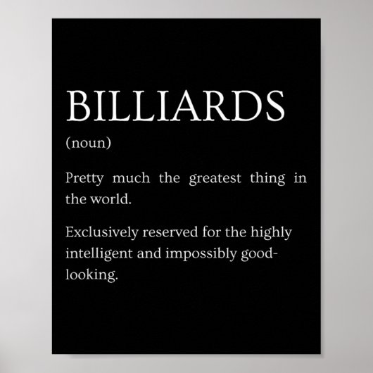 Billiards Definition - Funny Sarcastic Billiards E Poster (Vorne)