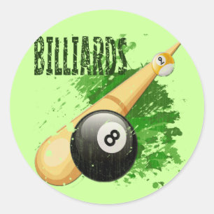 BILLIARDS - DISTRESSEL UND ALTER RUNDER AUFKLEBER