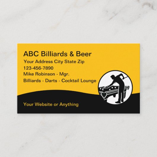 Billiards Hall And Lounge Business Cards Visitenkarte (Vorderseite)