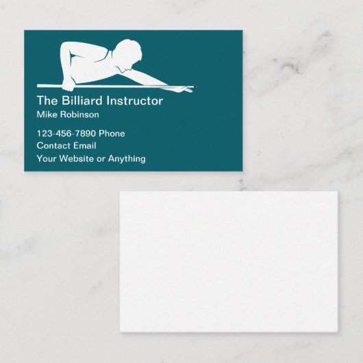Billiards Instructor Lessons Simple Business Cards Visitenkarte (Vorne/Hinten)