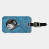 Billiards - Large ball with Brown Cue Stick Gepäckanhänger (Vorderseite horizontal)