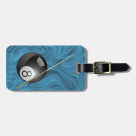 Billiards - Large ball with Brown Cue Stick Gepäckanhänger