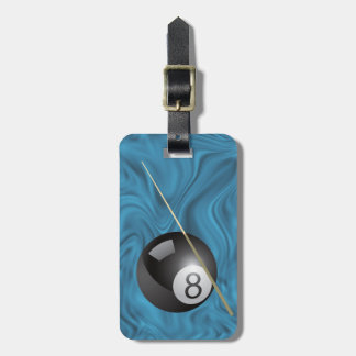 Billiards - Large ball with Brown Cue Stick Gepäckanhänger