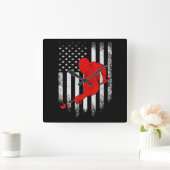 Billiards Lover | American Flag Billiards Gift Quadratische Wanduhr (Zuhause)