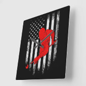 Billiards Lover | American Flag Billiards Gift Quadratische Wanduhr (Winkel)