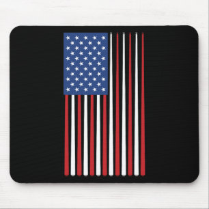 Billiards Player American Flag Pool Sticks Cue Mousepad