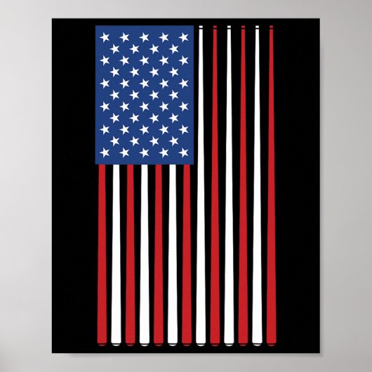 Billiards Player American Flag Pool Sticks Cue Poster (Vorne)