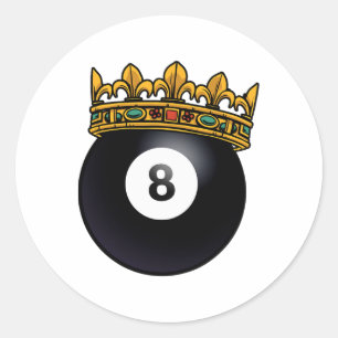 Billiards Player King Crown Pool Table Snooker Pyr Runder Aufkleber