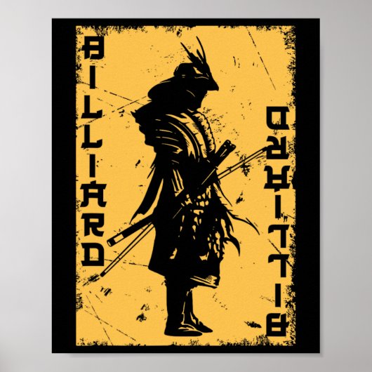 Billiards Player Samurai Japan Warrior Snooker Poo Poster (Vorne)