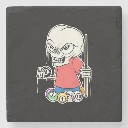 Billiards Player | Skull Billiard Player Steinuntersetzer (Vorderseite)