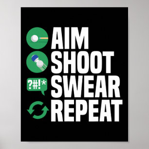 Billiards Pool Aim Shoot Swear Funny Funny Poster