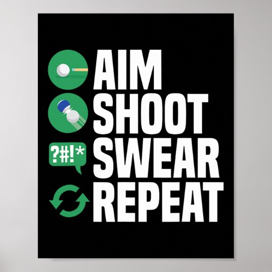 Billiards Pool Aim Shoot Swear Funny Funny Poster (Vorne)