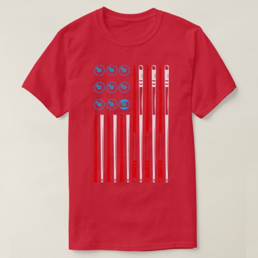 Billiards Pool American Flag T-Shirt (Design vorne)