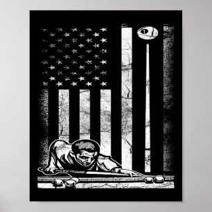 Billiards Pool American US Flag 4. Juli Poster