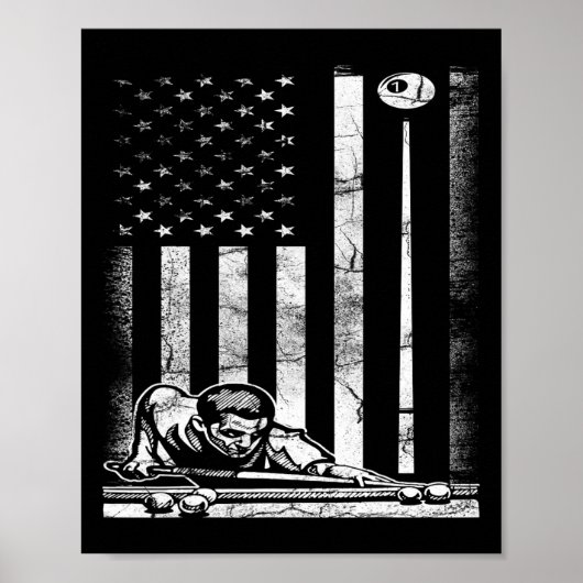 Billiards Pool American US Flag 4. Juli Poster (Vorne)
