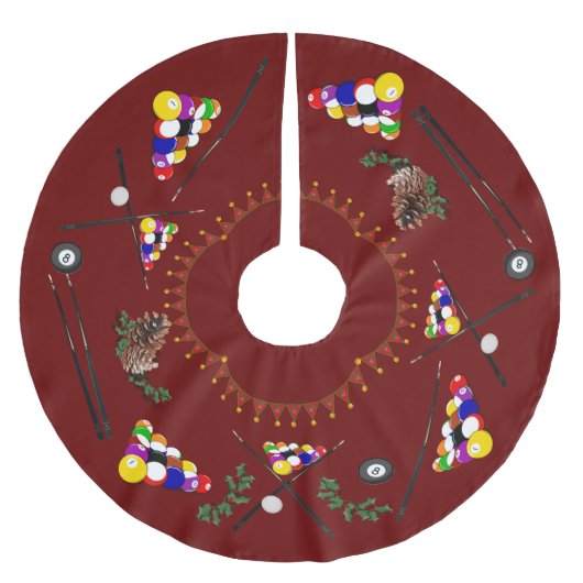 Billiards Pool Cues Weihnachten Polyester Weihnachtsbaumdecke (Vorderseite)