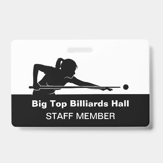 Billiards Pool Hall And Event Staff Member Budget Ausweis (Vorderseite)