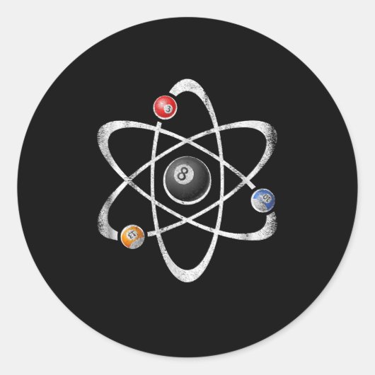 Billiards Pool Hall Sport Atom Science Runder Aufkleber (Vorderseite)