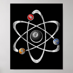 Billiards Pool Hall Sport Atom Science Vintag Reft Poster