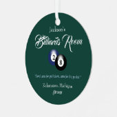 Billiards Pool Man Höhle Weihnachtsdekoration Ornament Aus Metall (Vorderseite links)