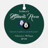 Billiards Pool Man Höhle Weihnachtsdekoration Ornament Aus Metall (Rückseite)