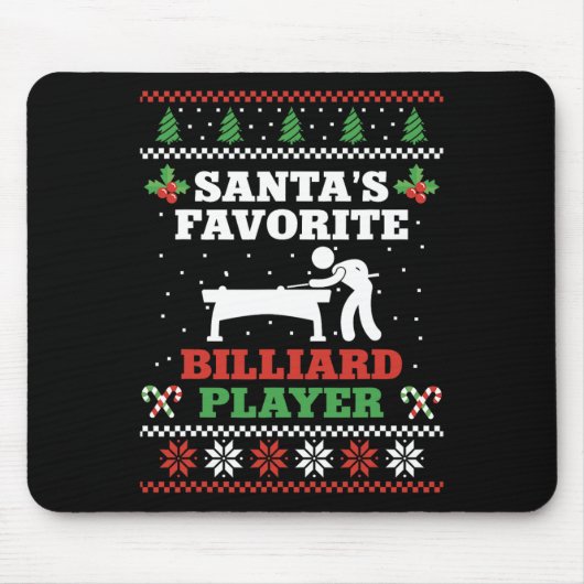 Billiards Pool Player Ball Weihnachten Ugma Christ Mousepad (Vorne)