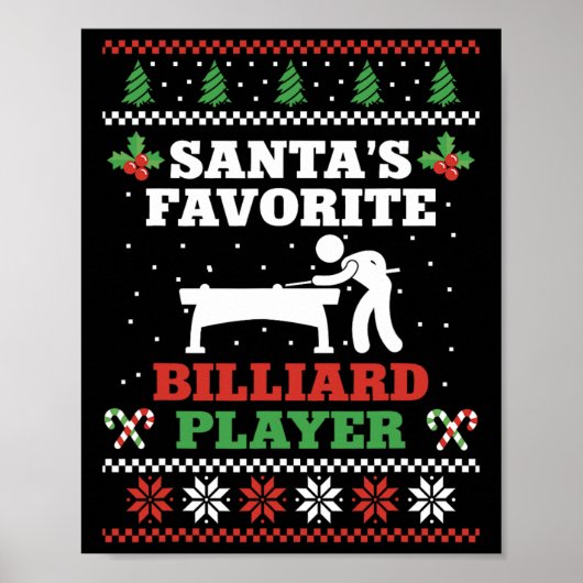Billiards Pool Player Ball Weihnachten Ugma Christ Poster (Vorne)