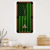 Billiards Pool Player Table US-amerikanische Flagg Poster (Küche)