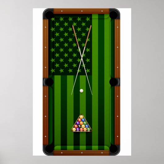Billiards Pool Player Table US-amerikanische Flagg Poster (Vorne)