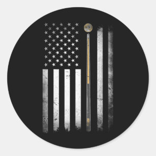 Billiards Pool Player Table US-amerikanische Flagg Runder Aufkleber