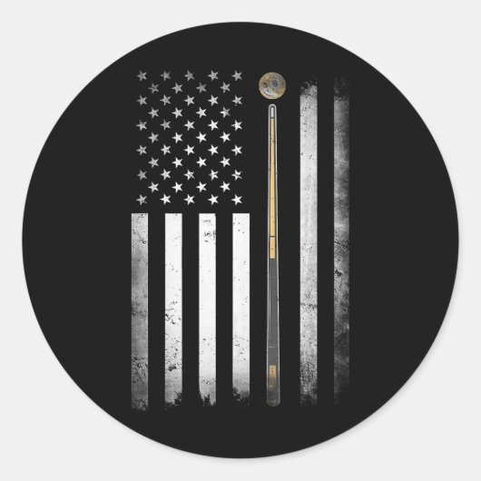 Billiards Pool Player Table US-amerikanische Flagg Runder Aufkleber (Vorderseite)